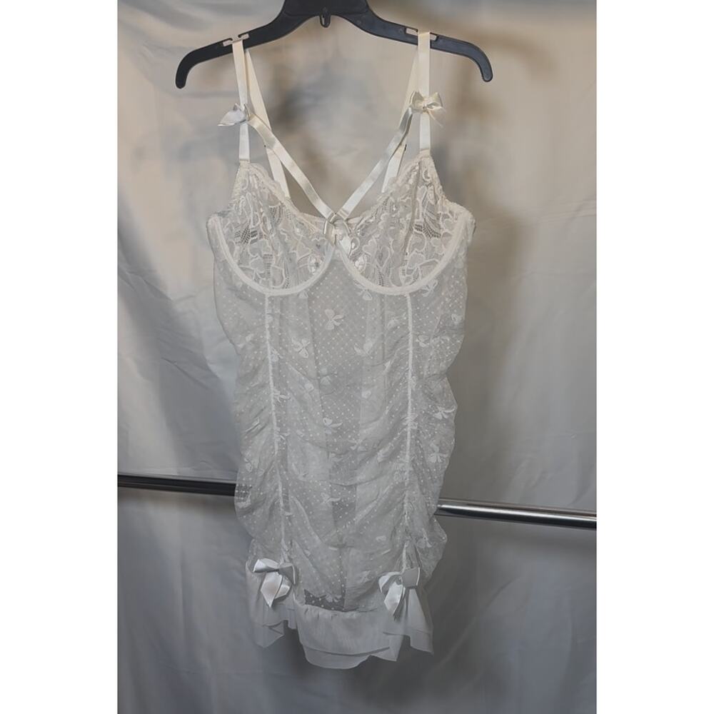 White Mesh Lingerie Bows 2XL